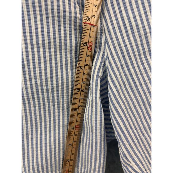 Talbots Relaxed Chino Shorts Blue White Seersucker Stripe 12 – 7” Inseam - Picture 8 of 9